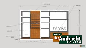 Wandkast eiken/MDF met RVS wijnrek