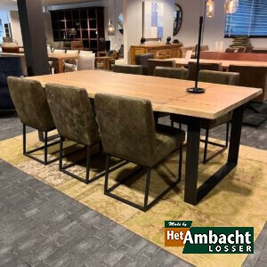 Boomstam eiken eettafel Poot platstrip 10 x 1 zwart