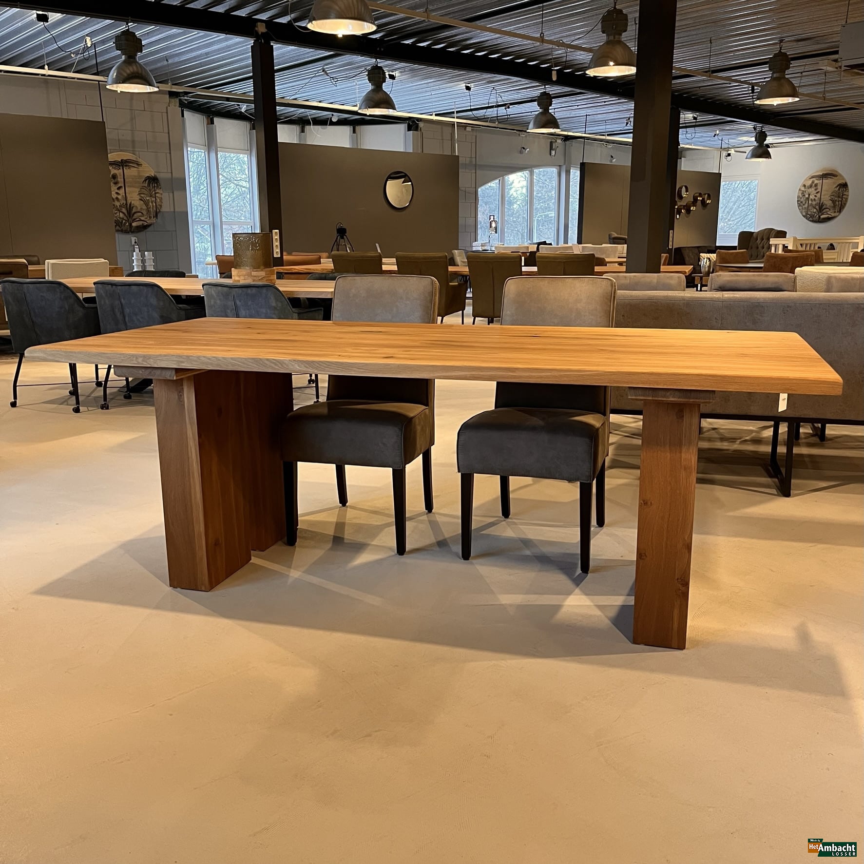 Dubbel eiken eettafel