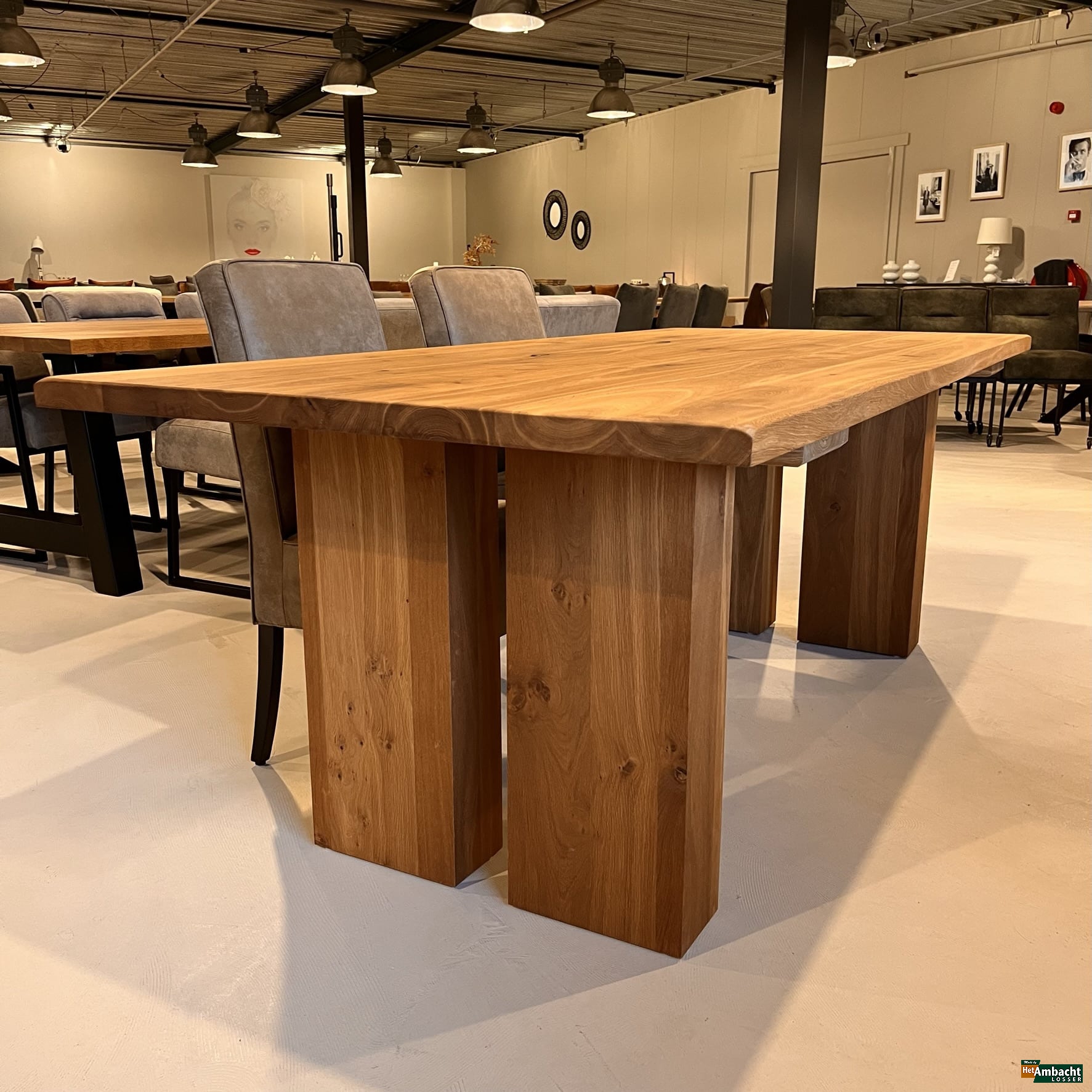 Dubbel eiken eettafel