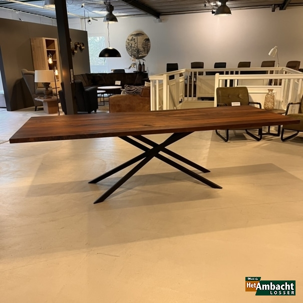 Rechthoekige noten eettafel 260x100 - Mikado poot