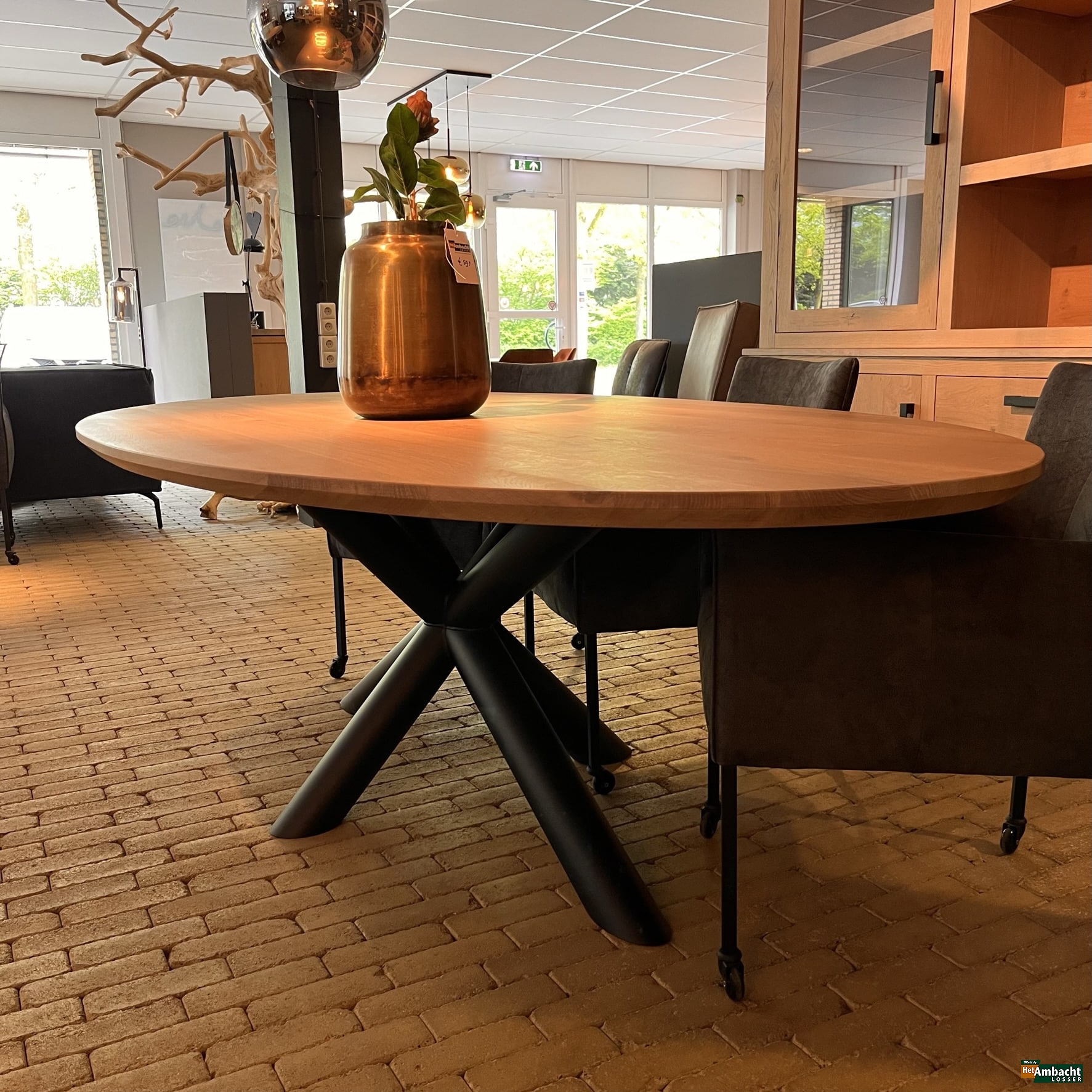 Ellips eiken eettafel – Poot no.710