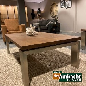 RVS 12×4 / eiken salontafel