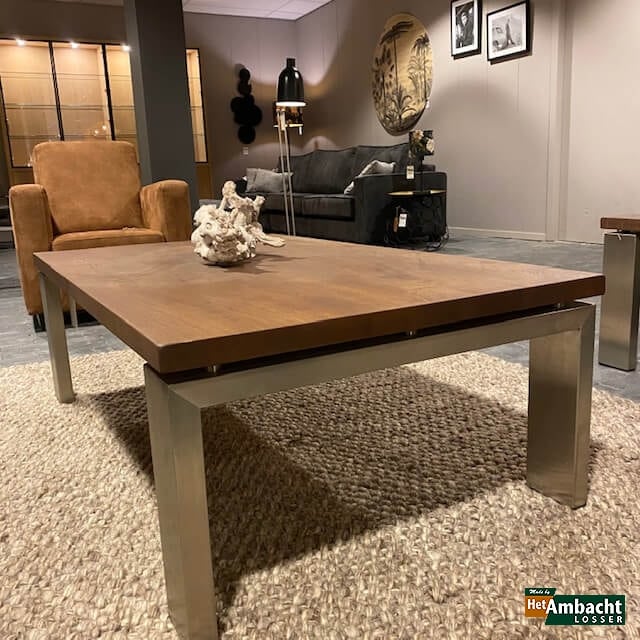 RVS 12×4 / eiken salontafel