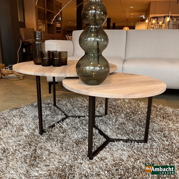 MetalWood bijzettafels eiken rond