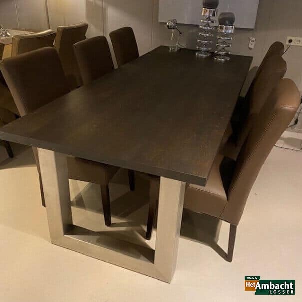 Rechthoekige eiken eettafel / Poot U RVS