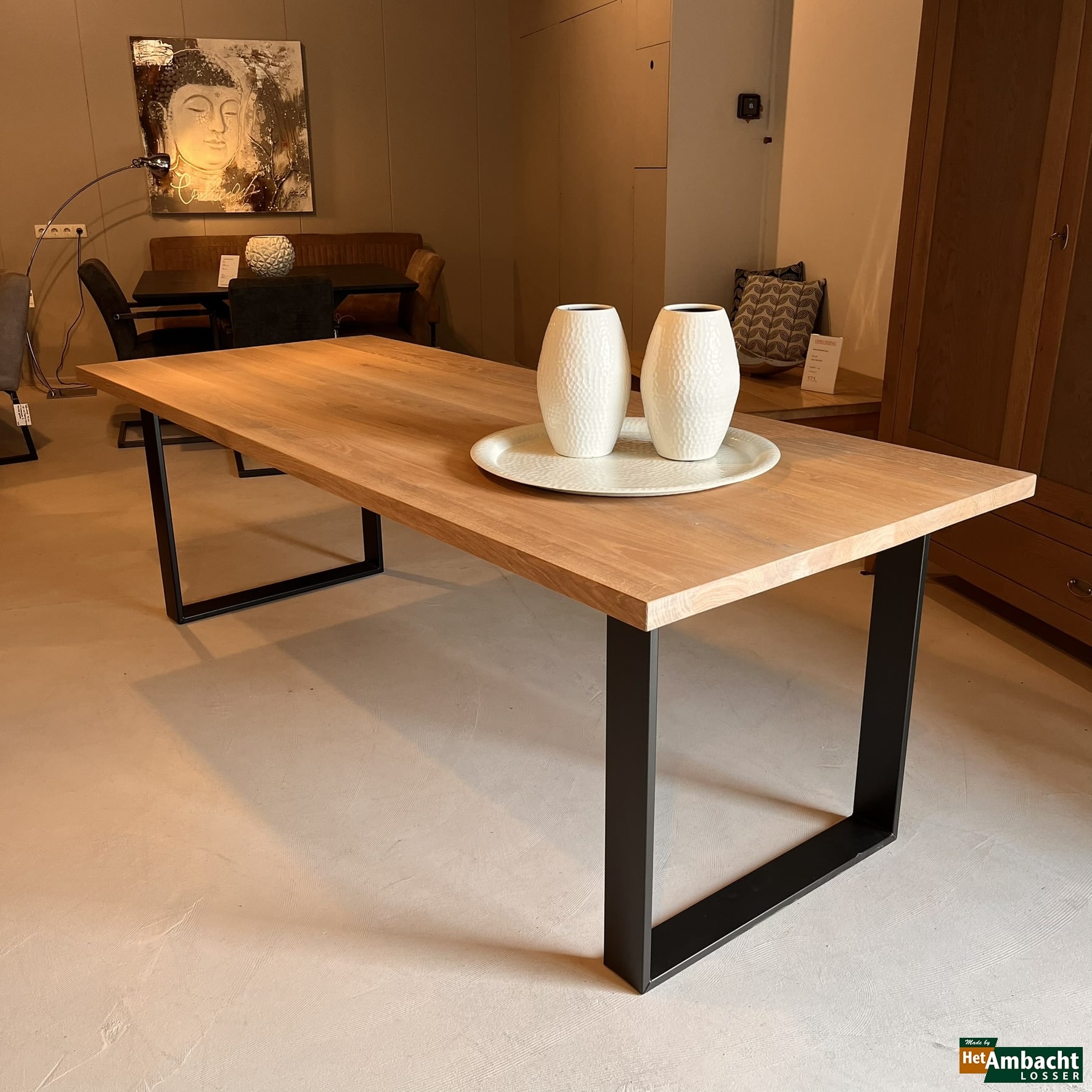 Rechthoekige eiken eettafel – Poot 921