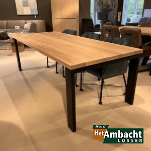 Rechthoekige eiken eettafel / Poot 12×4 zwart