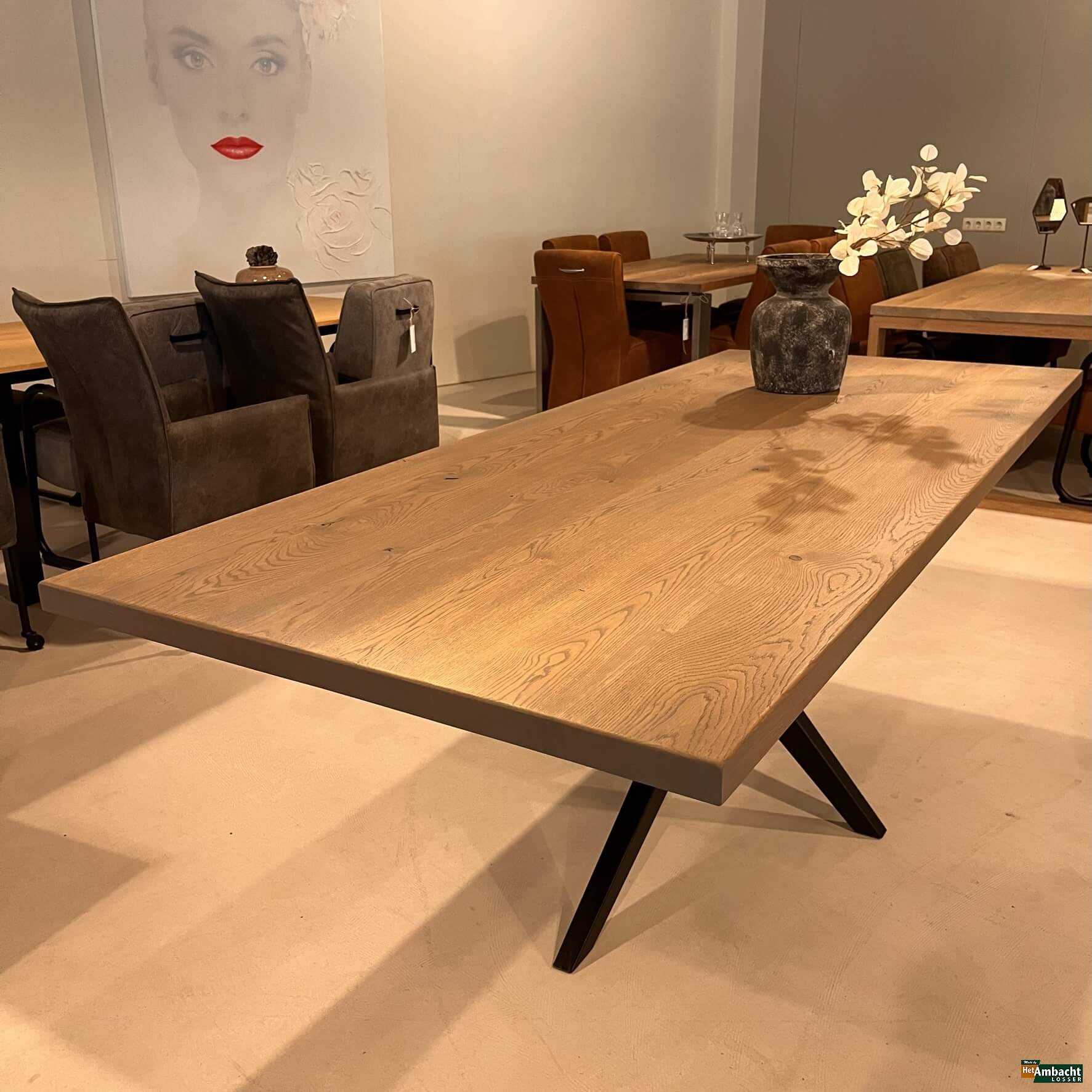 Rechthoekige eiken eettafel – Poot no.968