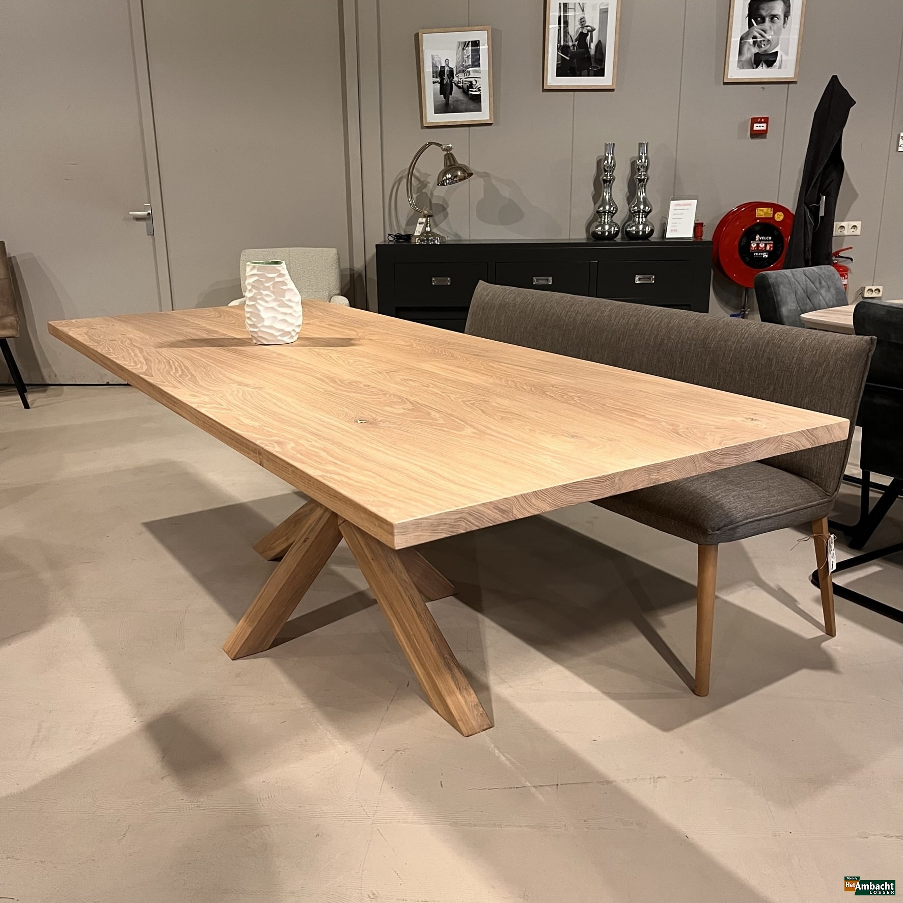 Rechthoekige eiken eettafel-Spinpoot eiken