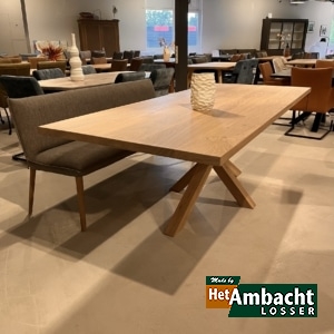 Rechthoekige eiken eettafel-Spinpoot eiken