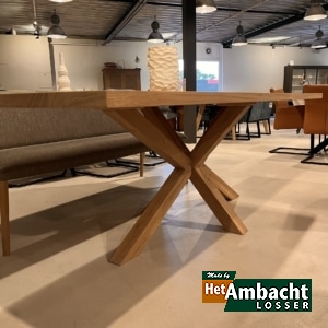 Rechthoekige eiken eettafel-Spinpoot eiken