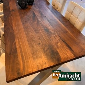Rechthoekige noten eettafel Poot X RVS