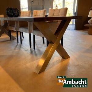 Rechthoekige noten eettafel Poot X RVS