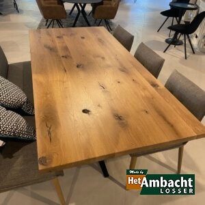 Rechthoekige rustiek eiken eettafel – Poot 969