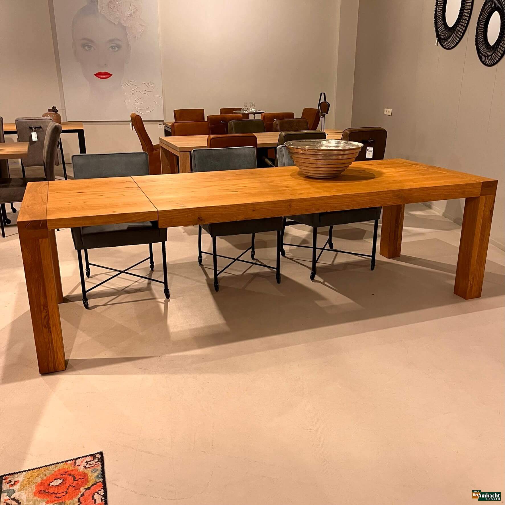 Uitschuif-inleg eettafel eiken
