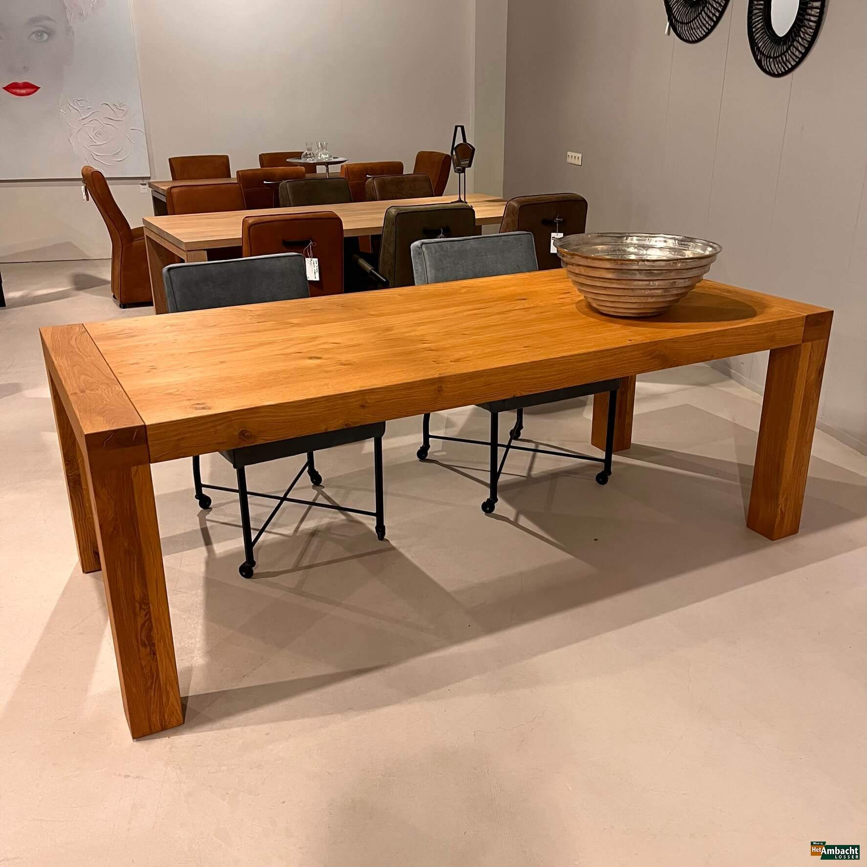 Uitschuif-inleg eettafel eiken