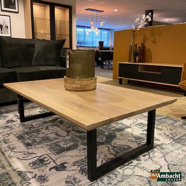 Walsstaal U-poot 4x4 / eiken salontafel