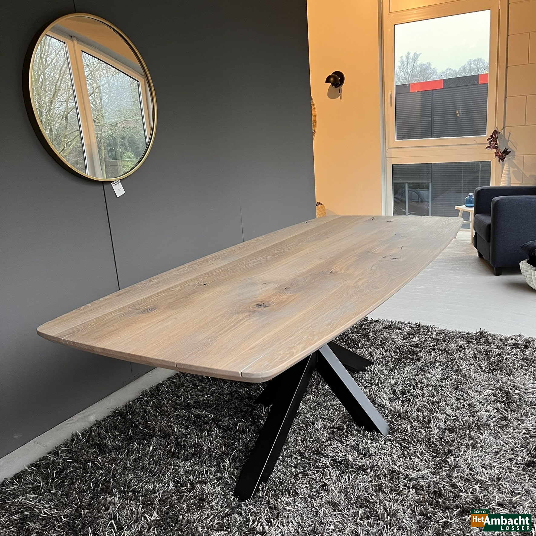 Zweeds ovaal eiken eettafel 220-Spinpoot no.923
