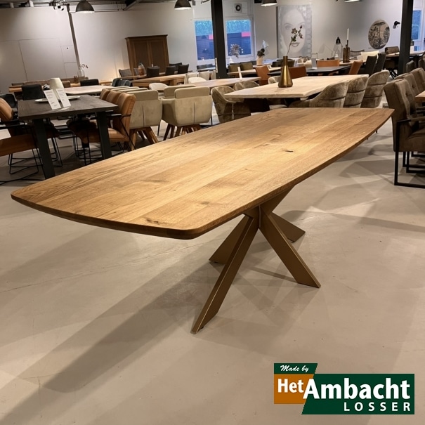 Zweeds ovaal eiken eettafel-Spinpoot 966 Brons antiek